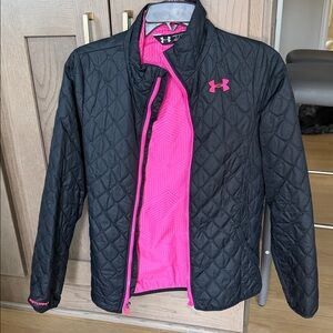 Under Armour youth large lightweight coat black and pink
